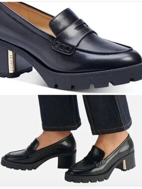 Coach Cora Lug Sole Black Leather Loafer - US 7.5 - EU 38